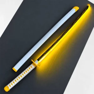 Demon Slayer Zenitsu Agatsuma Wooden LED Katana Sword – 104cm Cosplay Prop